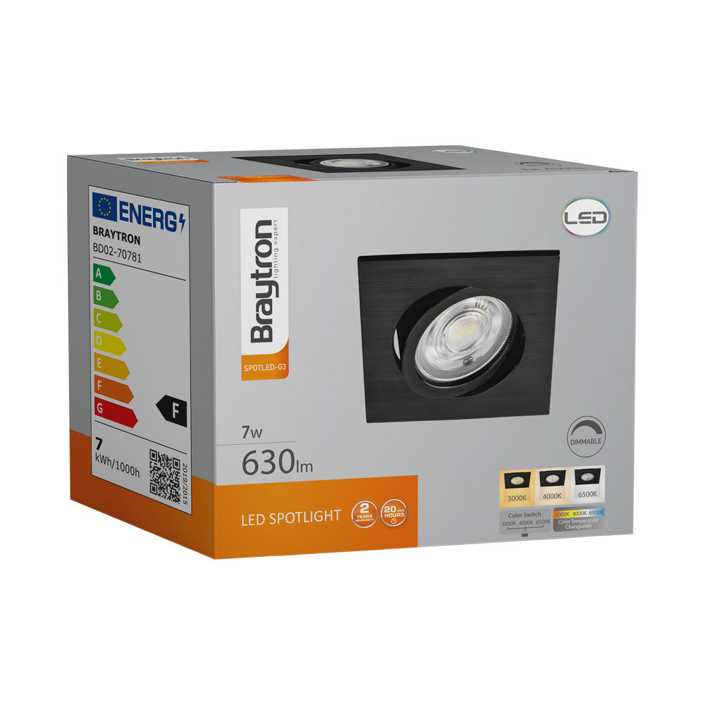 BRY-G3-7W-SQAURE-CRNA-3IN1-DIMABILNA SPOT SVETILJKA