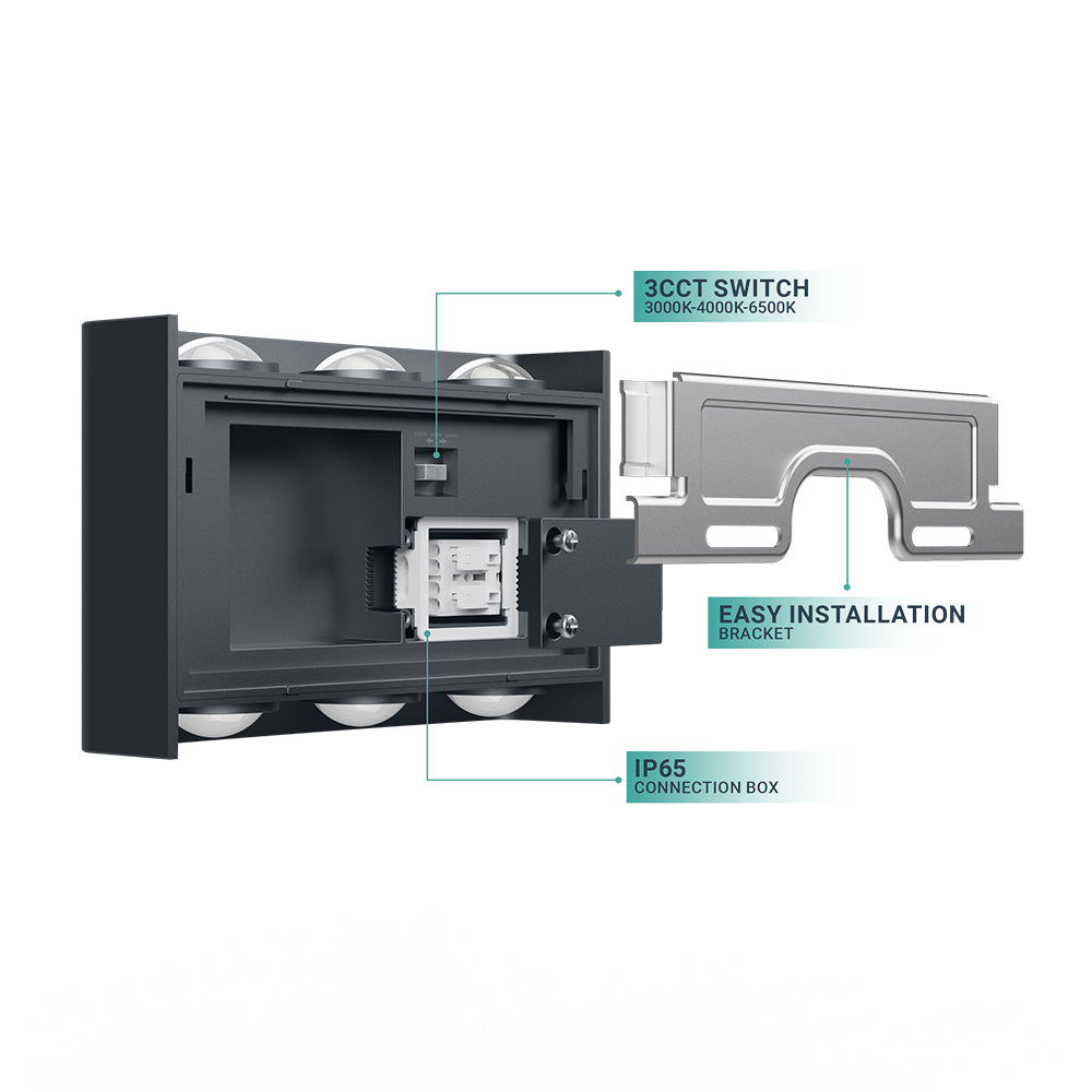 BRY-VECTOR-B-WL-SIVA-6x1W-3U1-IP65-ZIDNA SVETILJKA