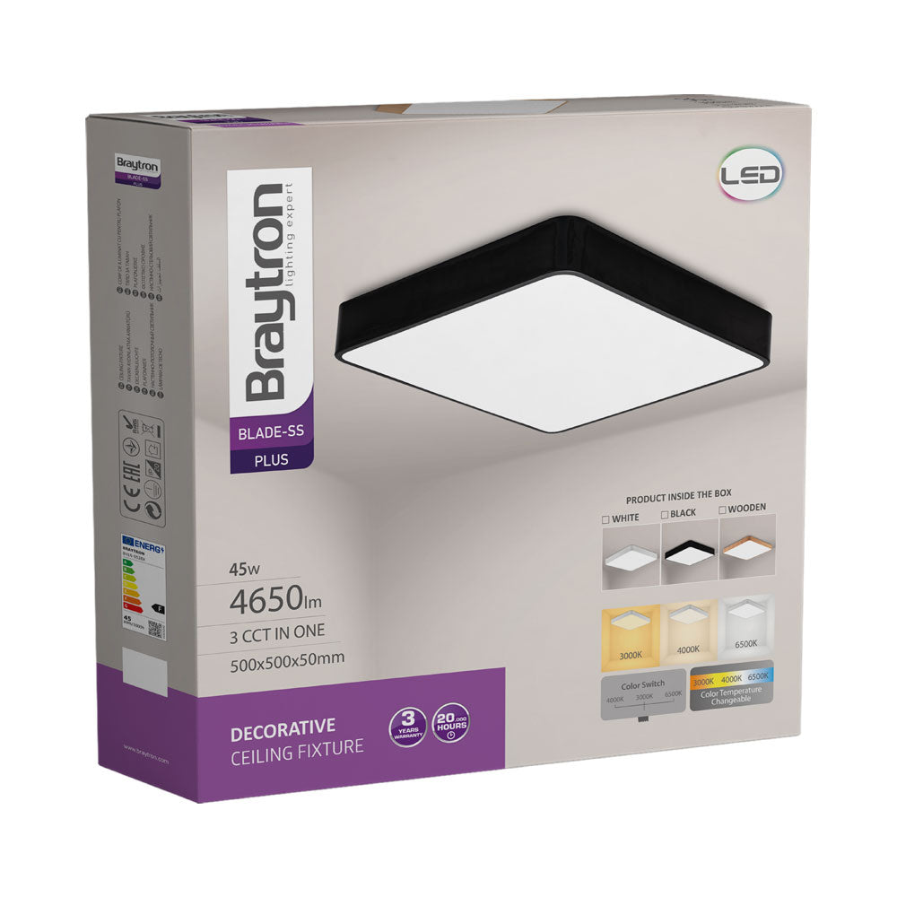BRY-BLADE-SS-KVADRATNA-CRNA-45W-3U1-LED PLAFONJERA