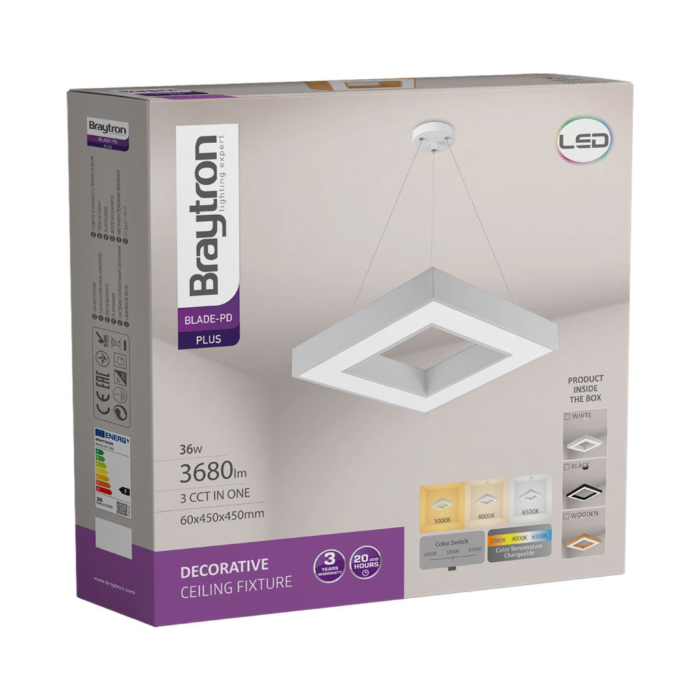 BRY-BLADE-PD-KVADRATNA-BELA-36W-3U1-LED VISILICA