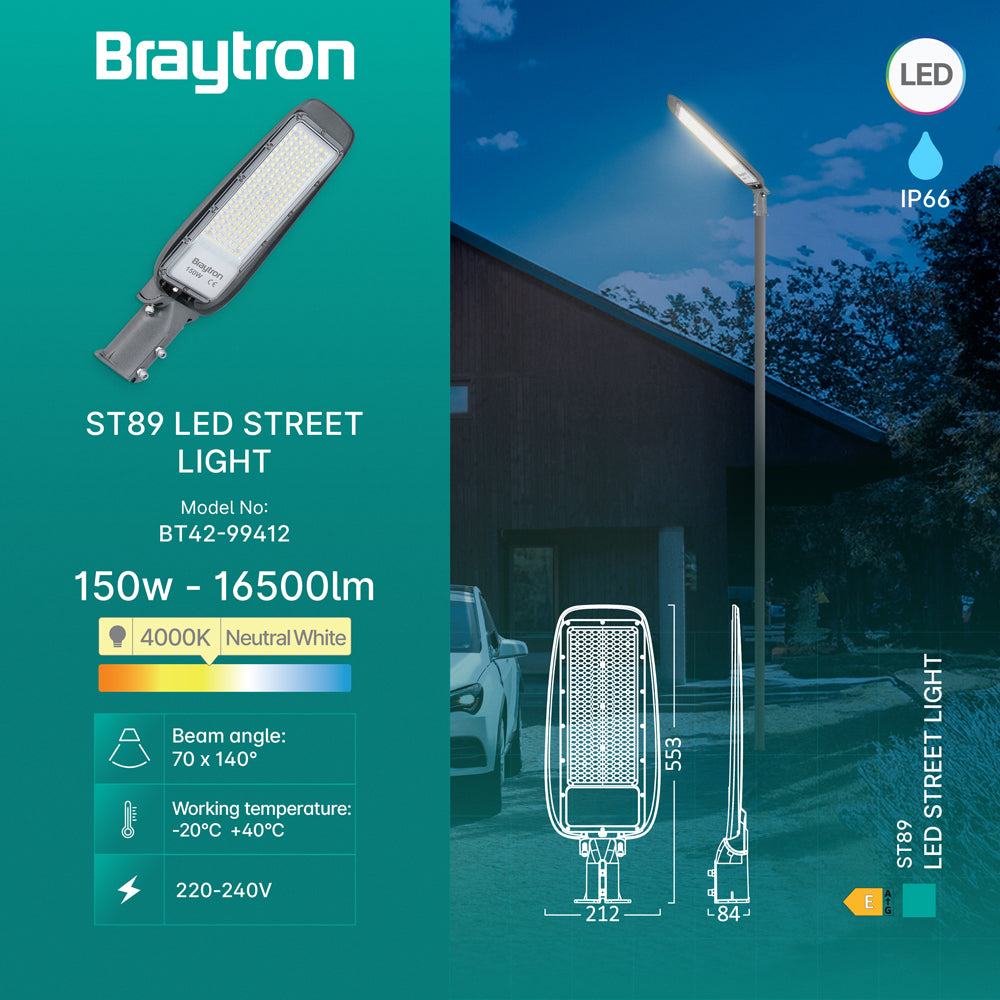 BRY-ST89-150W-SIVA-4000K-IP66-LED ULICNA SVETILJKA