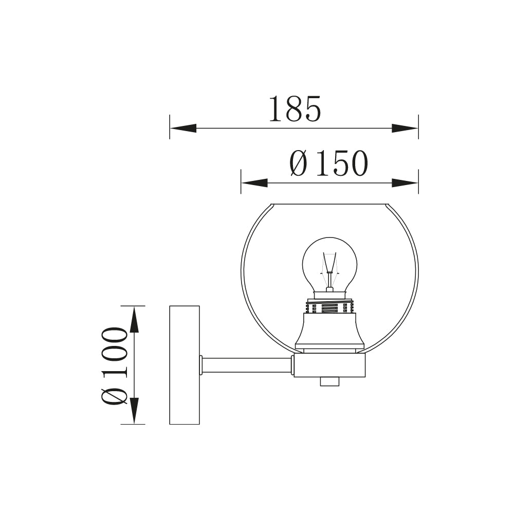 BRAYTRON-S005W-1H-1xE27-DIMLJENO SIVA-DEKORATIVNA ZIDNA SVETILJKA