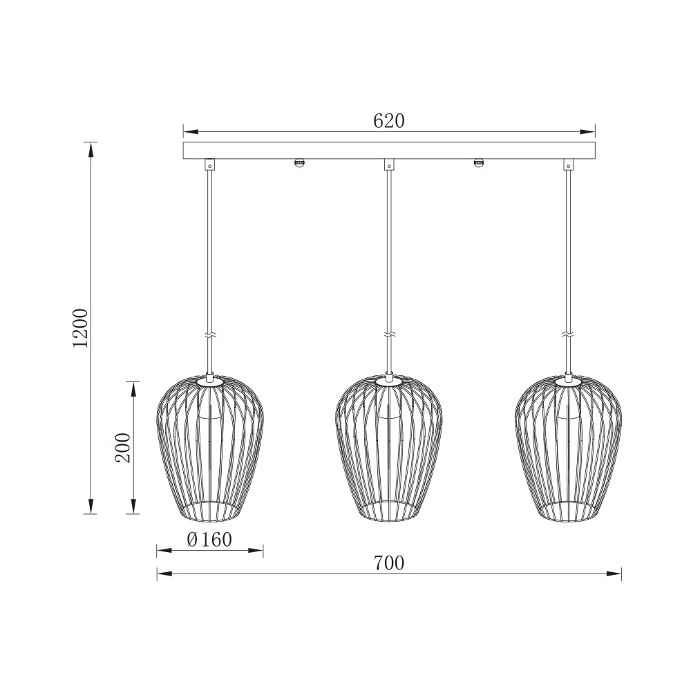 BRY-W005S-3H-3xE27-CRNA-DEKORATIVNA VISILICA