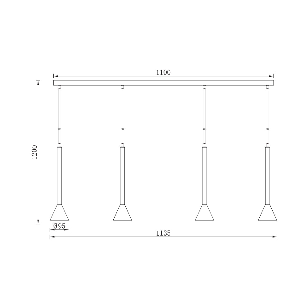 BRY-P011S-4H-4xGU10-CRNA-DEKORATIVNA VISILICA