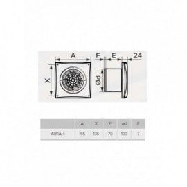 ERA VENTILATOR F100 AURA 4C HROM