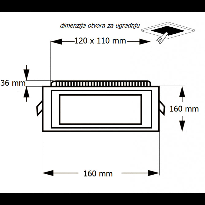 LED PANEL U/Z KNS2-12W 4000K