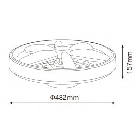 LED PLAFONJERA YL-FAN-G001 48W 2700K/4000K/6500K CRNA DIMABILNA