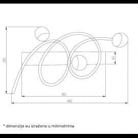 LUNA 323 ZIDNA LAMPA 11W 3000K CRNA