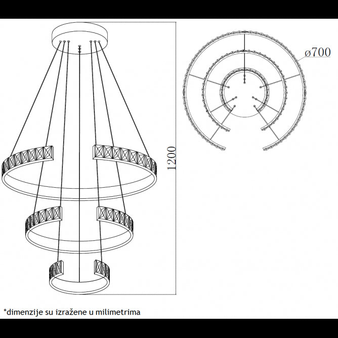 VESTA 303 LUSTER LED 85W 3000/4000/6000K chrome/kristal