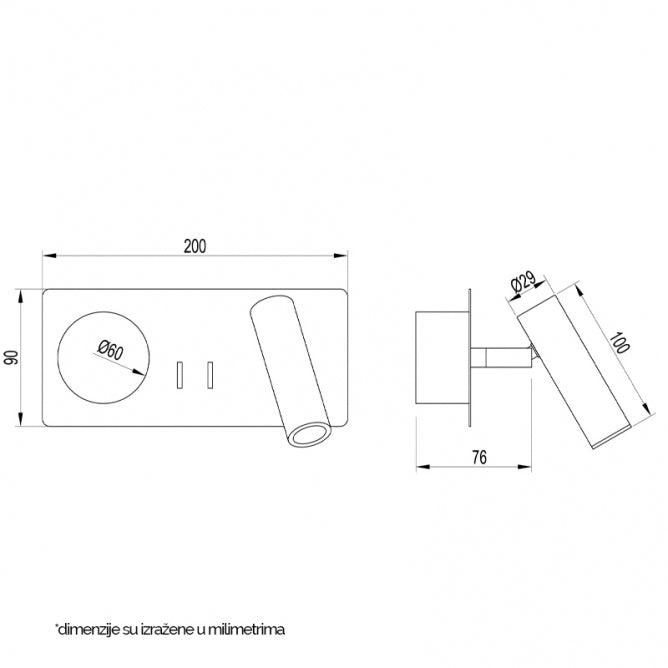 VESTA 478 ZIDNA LAMPA 3W+3W 3000K BELA