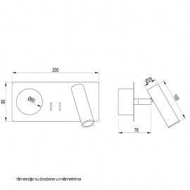VESTA 478 ZIDNA LAMPA 3W+3W 3000K CRNA