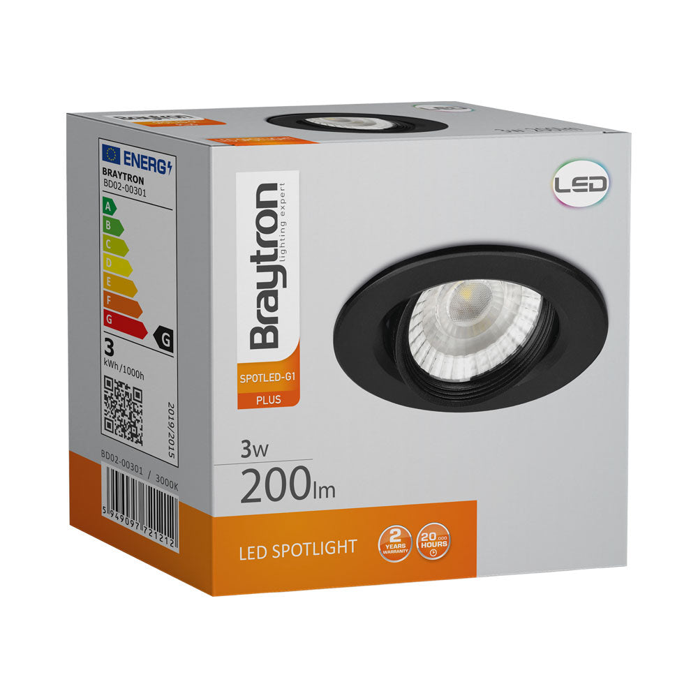 BRY- G1-3W-OKRUGLA-CRNA-3000K-SPOT SVETILJKA