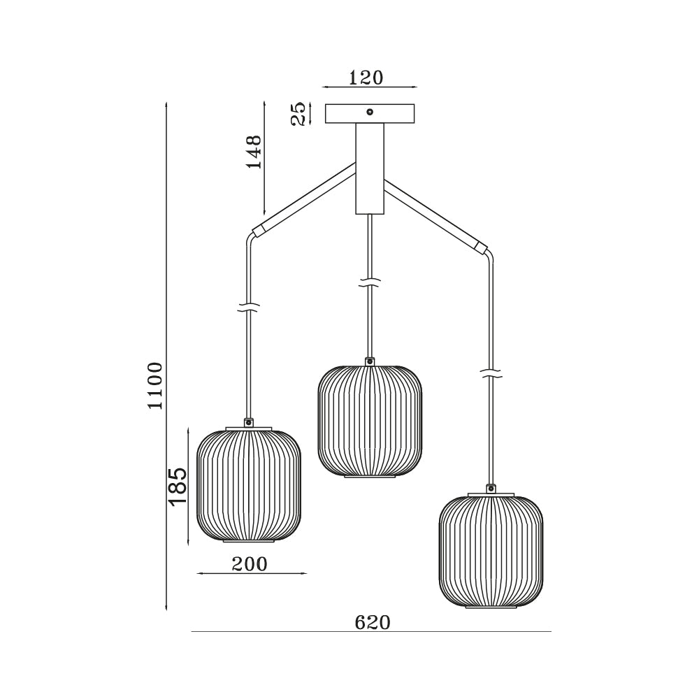 BRY-S009R-3H-1xE27-OPL-CRNI-DEKORATIVNA VISILICA