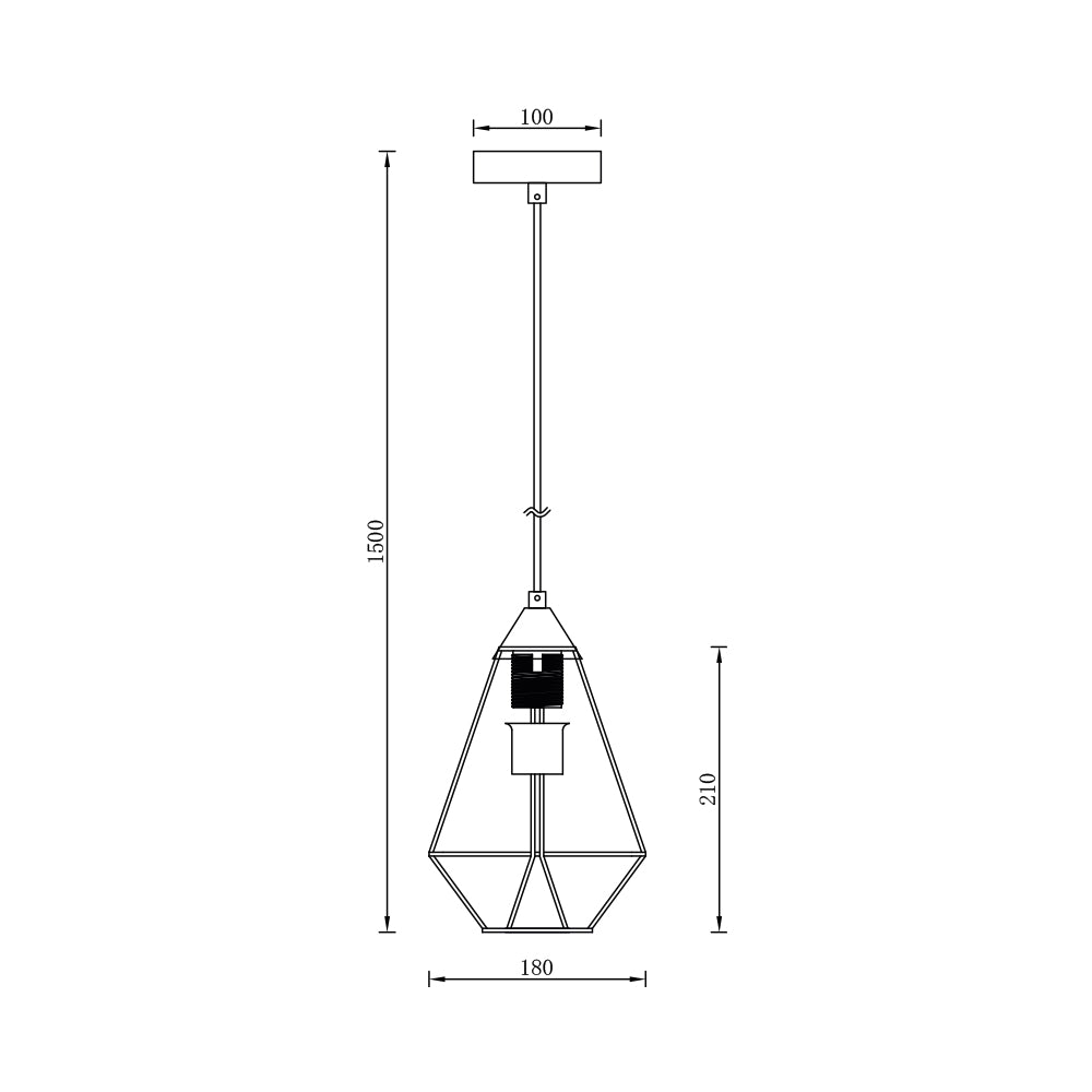 BRY-W003R-1H-1xE27-CRNA-DEKORATIVNA VISILICA