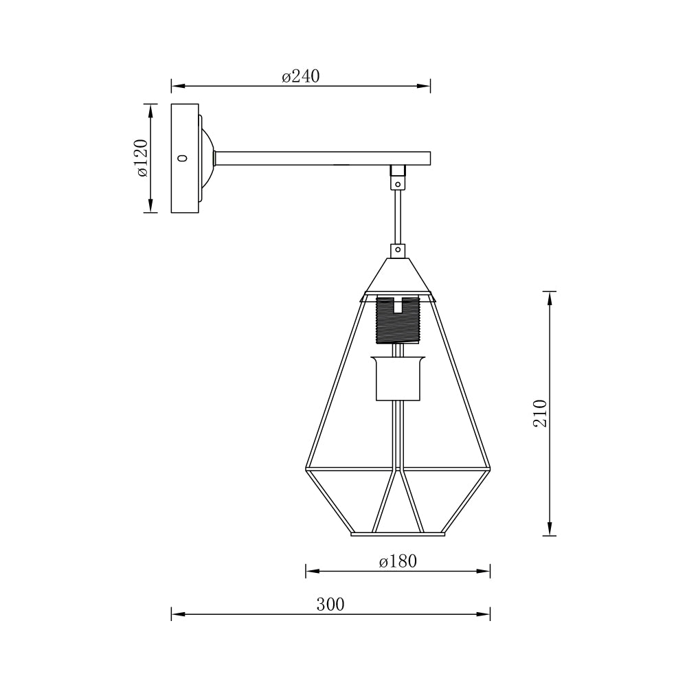 BRY-W003W-1H-1xE27-CRNA-DEKORATIVNA VISILICA