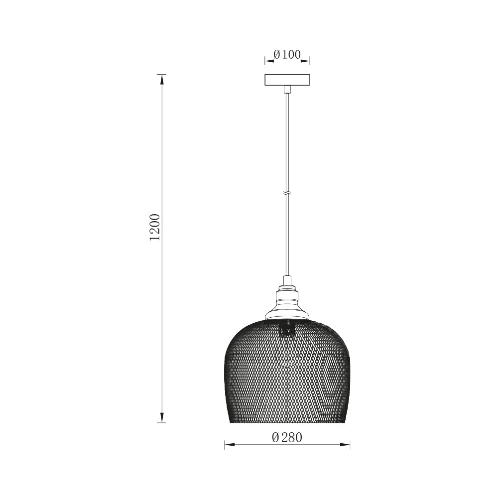 BRY-W006R-1H-1xE27-CRNA-DEKORATIVNA VISILICA