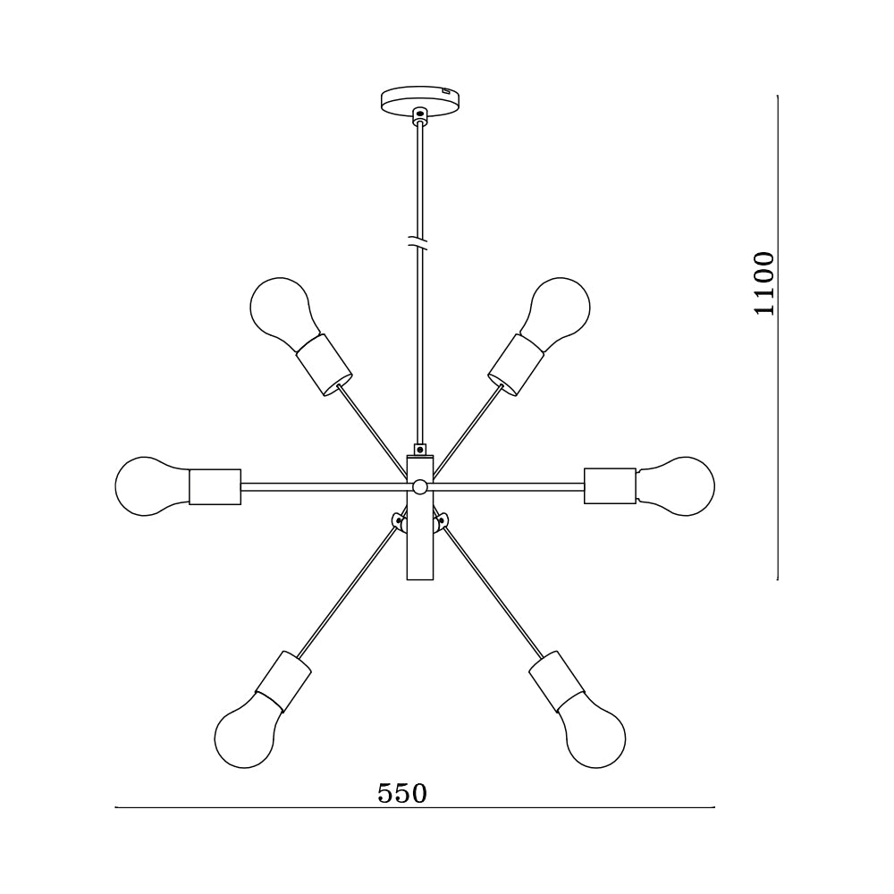 BRY-G004C-6H-6xE27-CRNA-DEKORATIVNA VISILICA