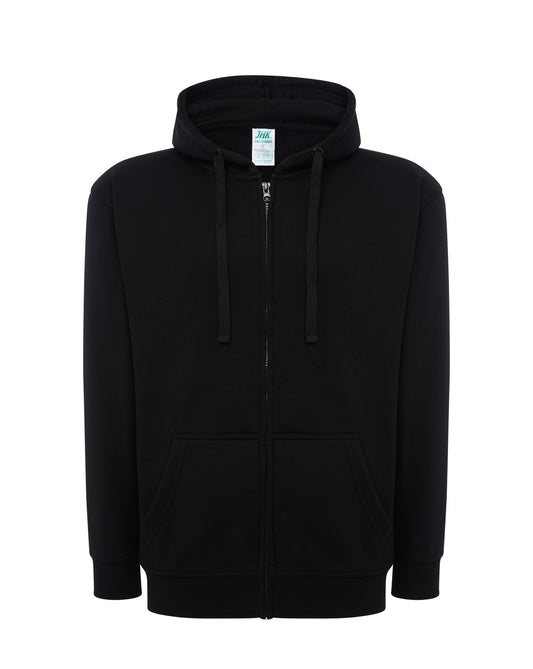 Duks s kapuljačom i zatvaračem, unisex, crna