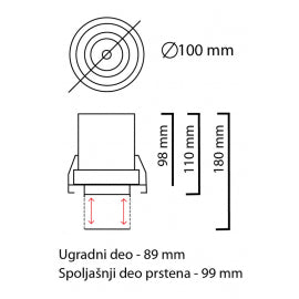 LED SVETILJKA JM-4601 U/Z PLAFONSKA 12W 3000K 24° DIM.BELA