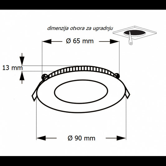 LED PANEL U/Z KNC1-3W 4000K