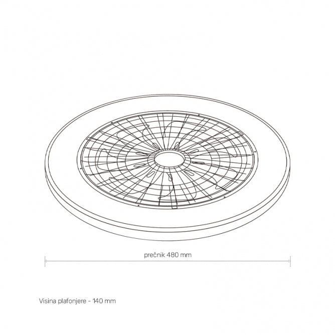 LED PLAFONJERA YL-FAN-G010 48W 3000K/4000K/6500K CRNA  DIMABILNA