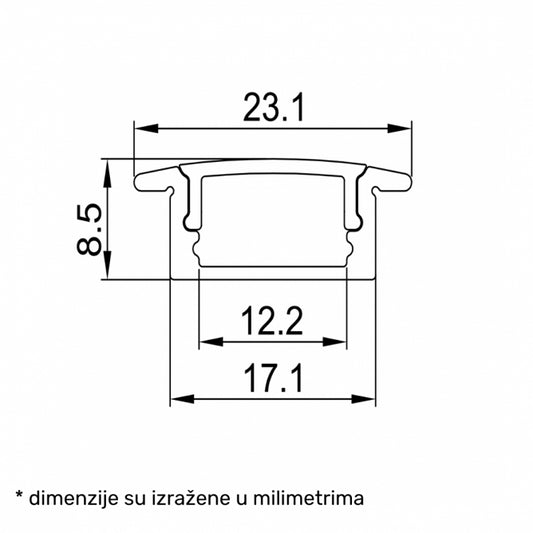 LED PROFIL LL-ALP001-R KOMPLET CRNI