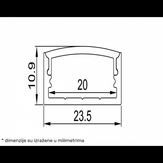 LED PROFIL LL-ALP014  KOMPLET SIVI