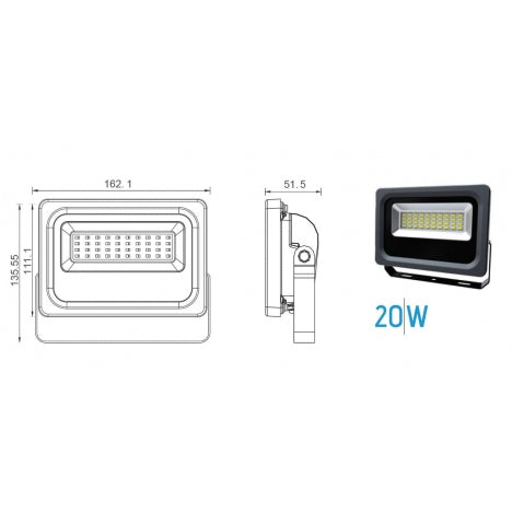 LED REFLEKTOR BREE 20W SLIM-IP65