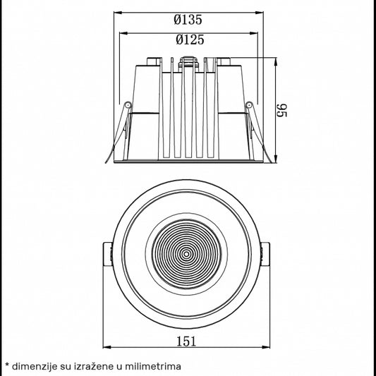 LED SVETILJKA CPS-Y4A12-D23 3000/4000/5000K 12W IP40/IP65