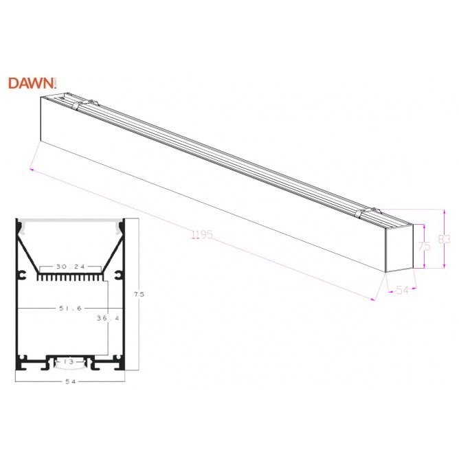 LED SVETILJKA LT-T-020-B 40W 4000K CRNA 1,2 met