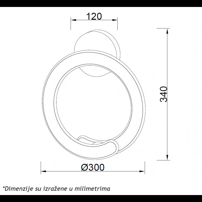 LUNA 260 ZIDNA LAMPA 24W 3000K CRNA