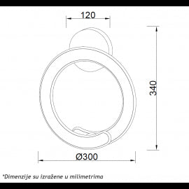 LUNA 260 ZIDNA LAMPA 24W 3000K CRNA