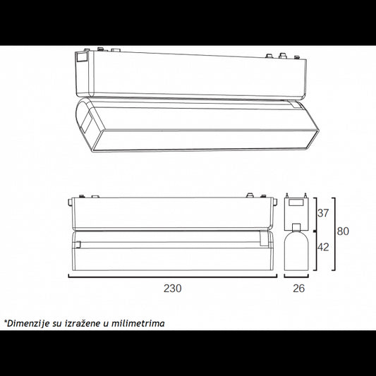 MAGNETIC SLIM SVETILJKA LED26-ZD-12F 10W 3000K 150° 48V DC CRNA