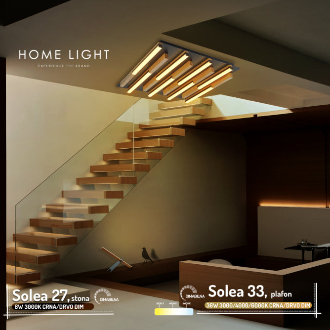 SOLEA 33 PLAFONSKA SVETILJKA 36W 3000/4000/6000K CRNA/DRVO DIM
