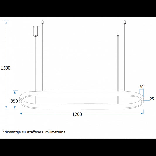 VESTA 519 VISILICA 60W 3000K BELA (1200x350 mm)