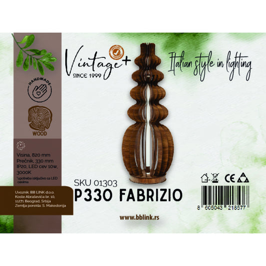 VINTAGE FABRIZIO P330 PODNA LAMPA 10W 3000K (O 330 mm, h-820 mm) - SKU01303