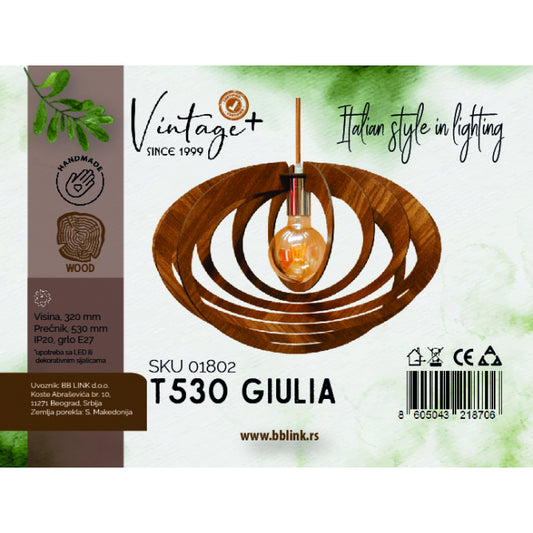 VINTAGE GIULIA T530 VISILICA 1*E27 (O 530 mm, h-320 mm) - SKU01802