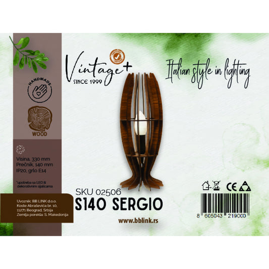 VINTAGE SERGIO S140 STONA LAMPA 1*E14 (O 140 mm, h-330 mm) - SKU02506
